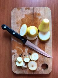 High angle view of fruits on table