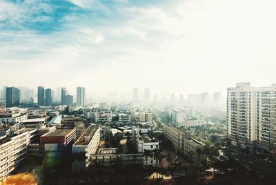 High angle view of cityscape against sky