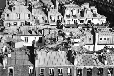 High angle view of buildings in city