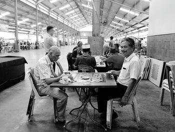 People working in shopping mall