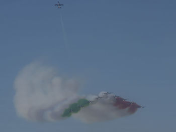 Close-up of vapor trails in sky