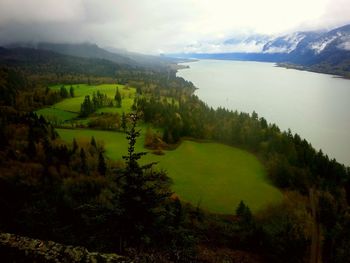 Scenic view of landscape with mountain in background