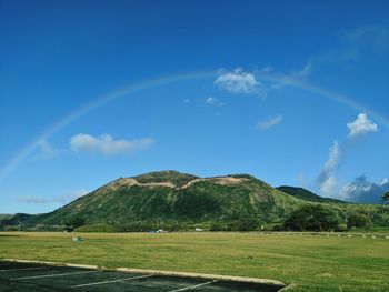 Scenic view of rainbow against sky