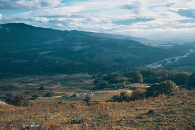 High angle view of landscape against sky