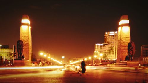 Illuminated city at night