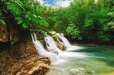 Scenic view of waterfall