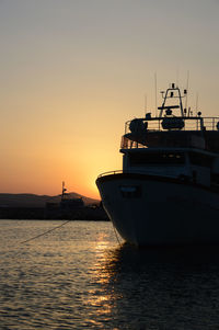 Cruise ship in a sunset