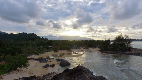 Scenic view of beach against sky