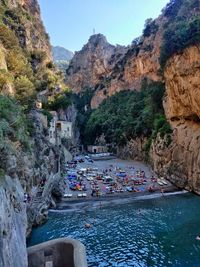Scenic view of sea and mountains