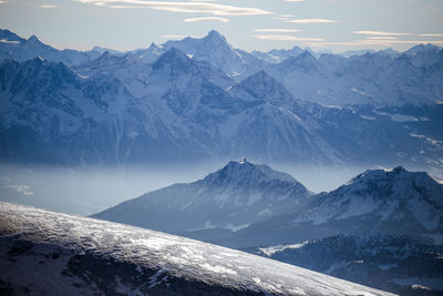 Scenic view of snowcapped mountains