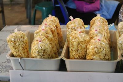 Close-up of popcorn for sale