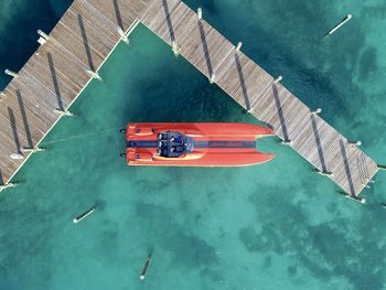 High angle view of swimming pool in sea