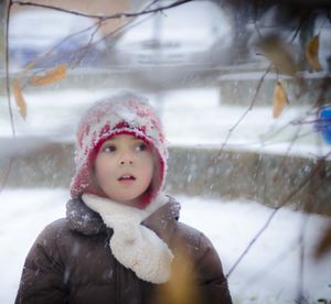 Portrait of girl in snow