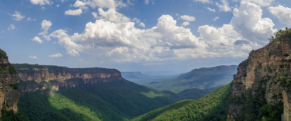 Panoramic view of landscape against cloudy sky