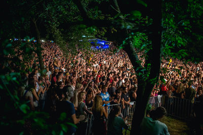 People enjoying festival at night