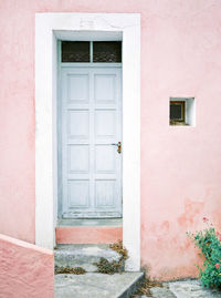 Closed door of building