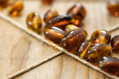 Close-up of shell on table