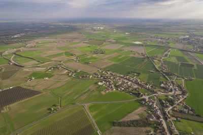 High angle view of cityscape against sky