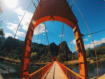 View of footbridge against sky