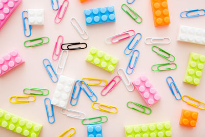 High angle view of colorful candies