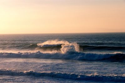 Scenic view of sea against clear sky