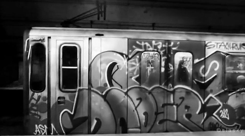 indoors, text, in a row, western script, transportation, public transportation, communication, built structure, graffiti, railroad station, no people, architecture, arch, empty, seat, day, interior, train - vehicle, side by side, arts culture and entertainment