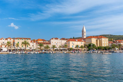 Townscape of beautiful seaside town supetar on brac island in croatia