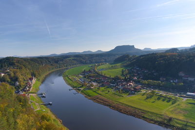 Scenic view of agricultural landscape against sky