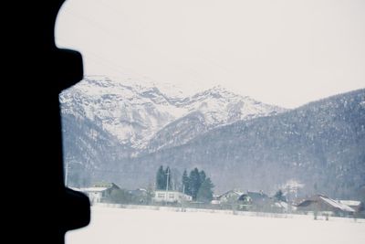 Scenic view of mountains against clear sky