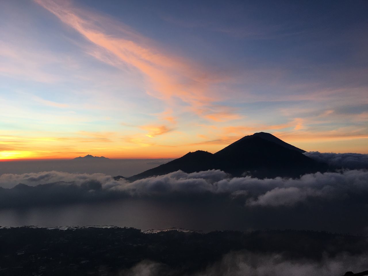 sunset, mountain, beauty in nature, sky, nature, scenics, tranquility, tranquil scene, cloud - sky, majestic, idyllic, outdoors, no people, silhouette, mountain range, landscape, day