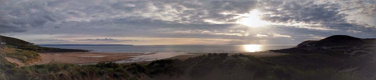 Panoramic view of sea against sky during sunset