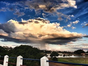 Scenic view of landscape against cloudy sky