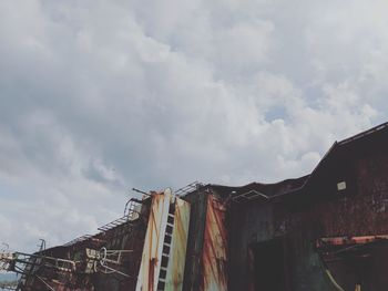 Low angle view of old building against sky