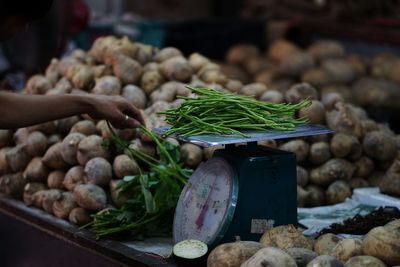 Vegetables in market stall