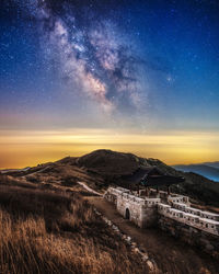 Scenic view of sea against sky at night