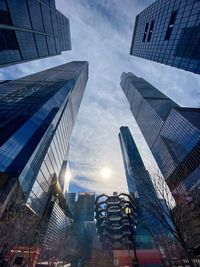 Low angle view of modern buildings in city