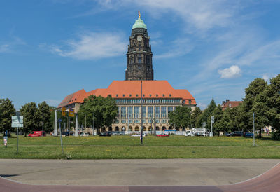 Buildings in city against sky