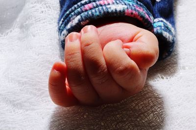 Close-up of baby hand