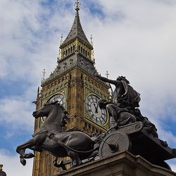 Low angle view of statue of a building