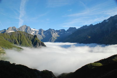 Panoramic view of mountains against sky