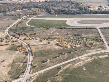 High angle view of road passing through landscape