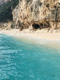 Scenic view of sea and rock formation