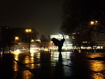 Illuminated street light at night