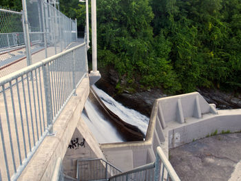 High angle view of staircase by building