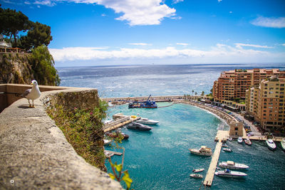 High angle view of sea against sky