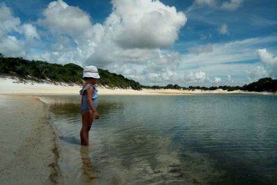 Full length of man on beach against sky