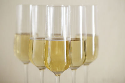 Close-up of wine in glass on table