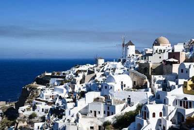 High angle view of buildings in city