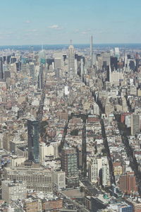 High angle view of cityscape against sky