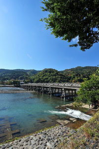 Bridge over river against sky